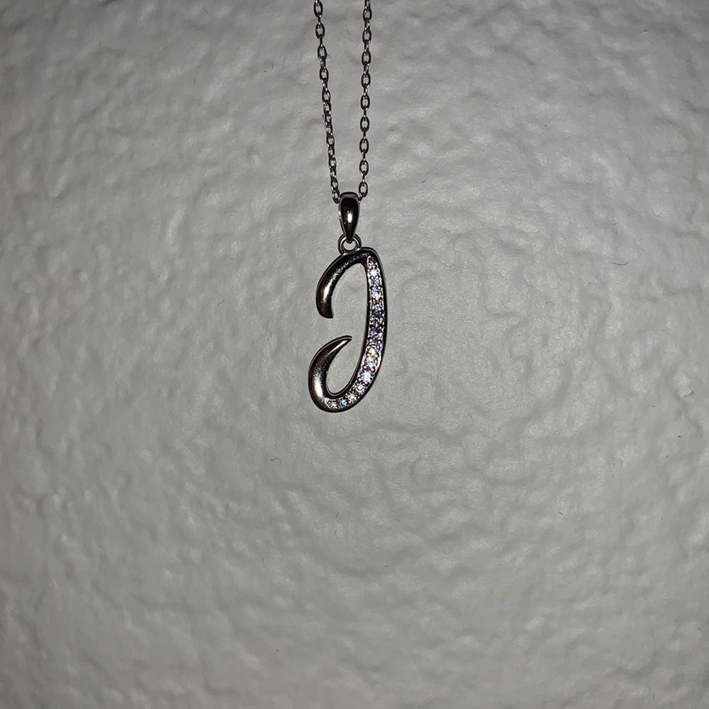 Silver J Necklace